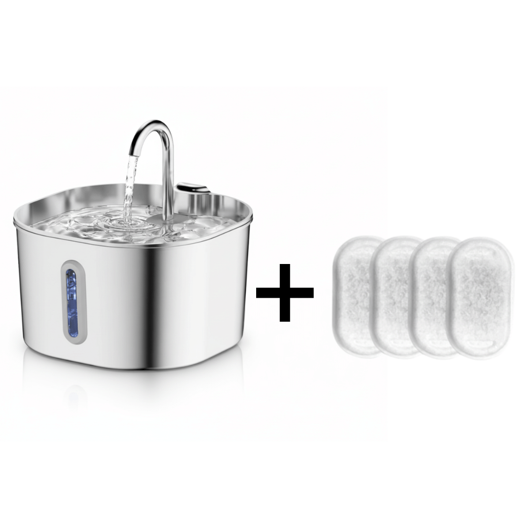 Vet-Approved Stainless Steel Cat Water Fountain – 74oz Filtered Pet Hydration Dispenser