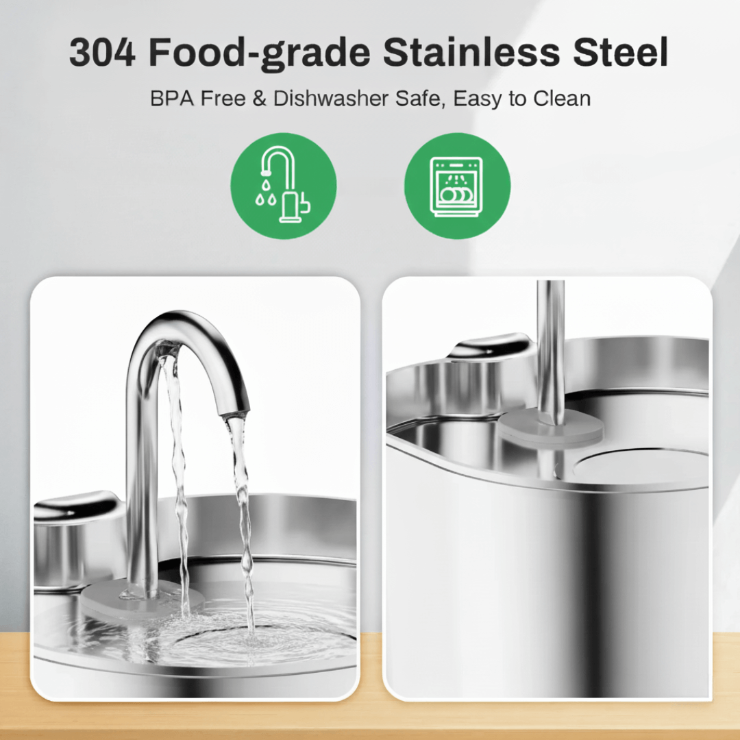 Vet-Approved Stainless Steel Cat Water Fountain – 74oz Filtered Pet Hydration Dispenser