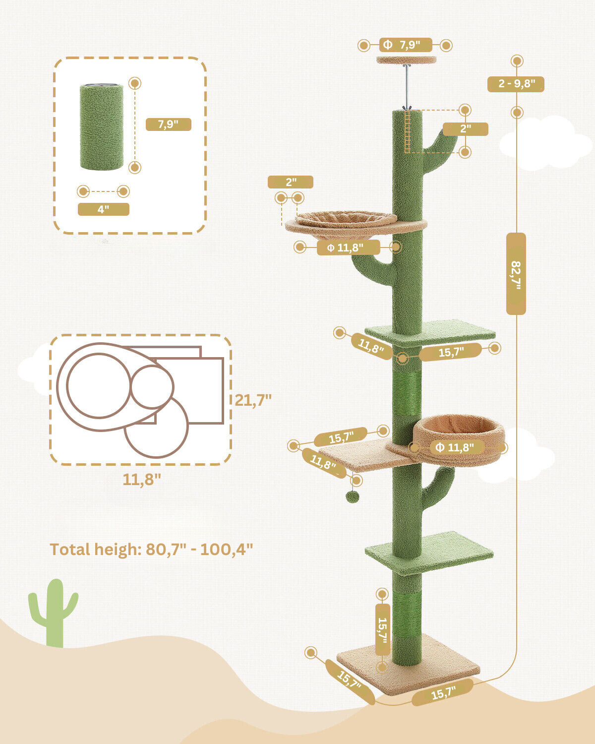 The ScratchingCactus Climbing Pole Plus