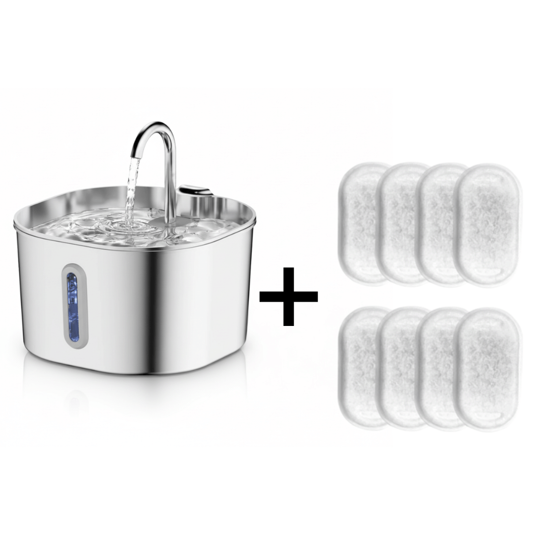 Vet-Approved Stainless Steel Cat Water Fountain – 74oz Filtered Pet Hydration Dispenser