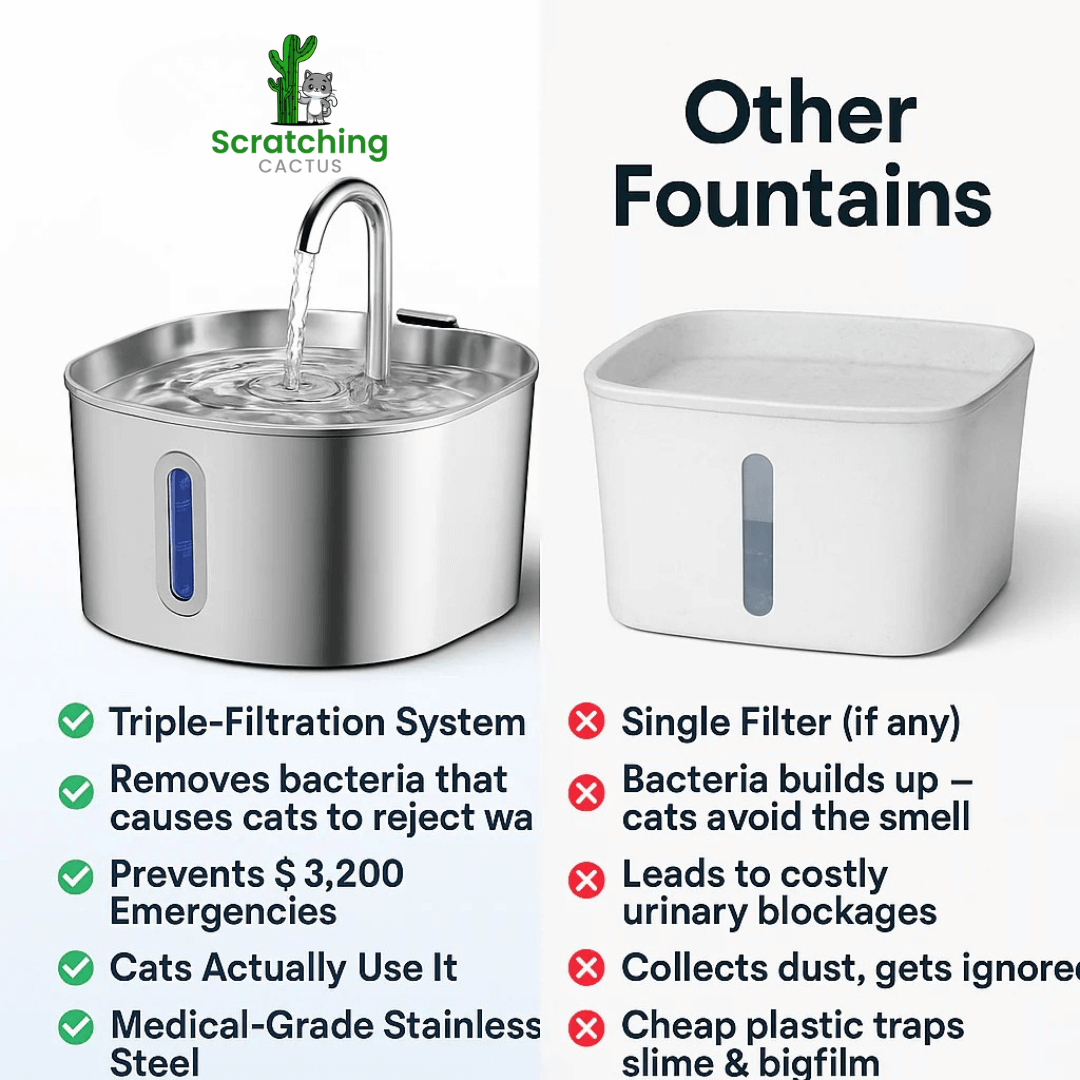 Vet-Approved Stainless Steel Cat Water Fountain – 74oz Filtered Pet Hydration Dispenser