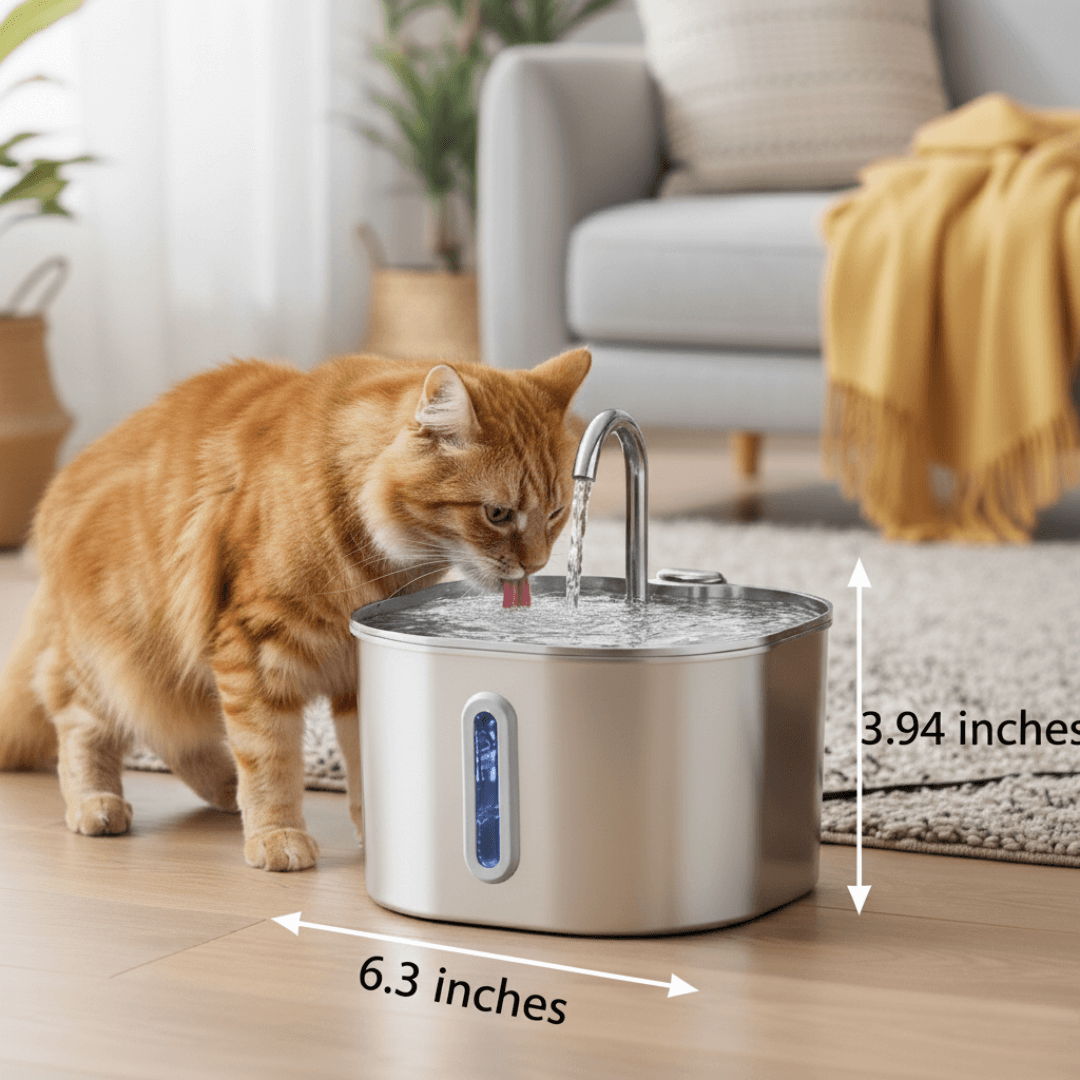 Vet-Approved Stainless Steel Cat Water Fountain – 74oz Filtered Pet Hydration Dispenser