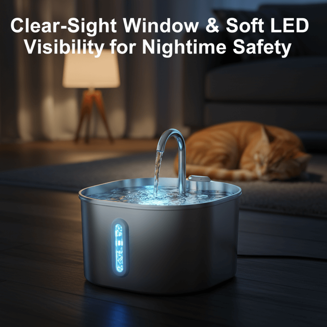 Vet-Approved Stainless Steel Cat Water Fountain – 74oz Filtered Pet Hydration Dispenser