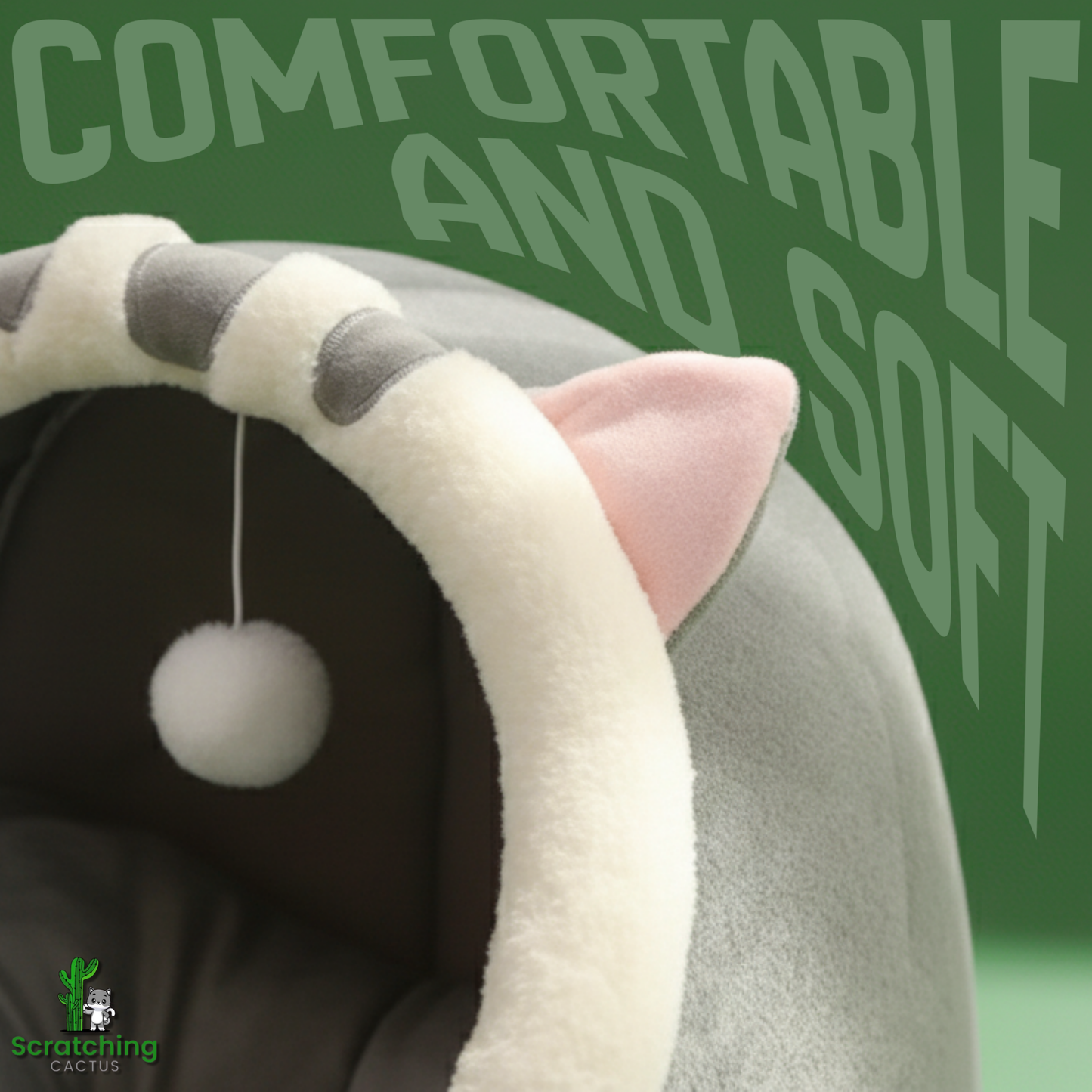 Cozy Cat Cave Bed with Cute Ears – Warm, Breathable & Detachable Cat House