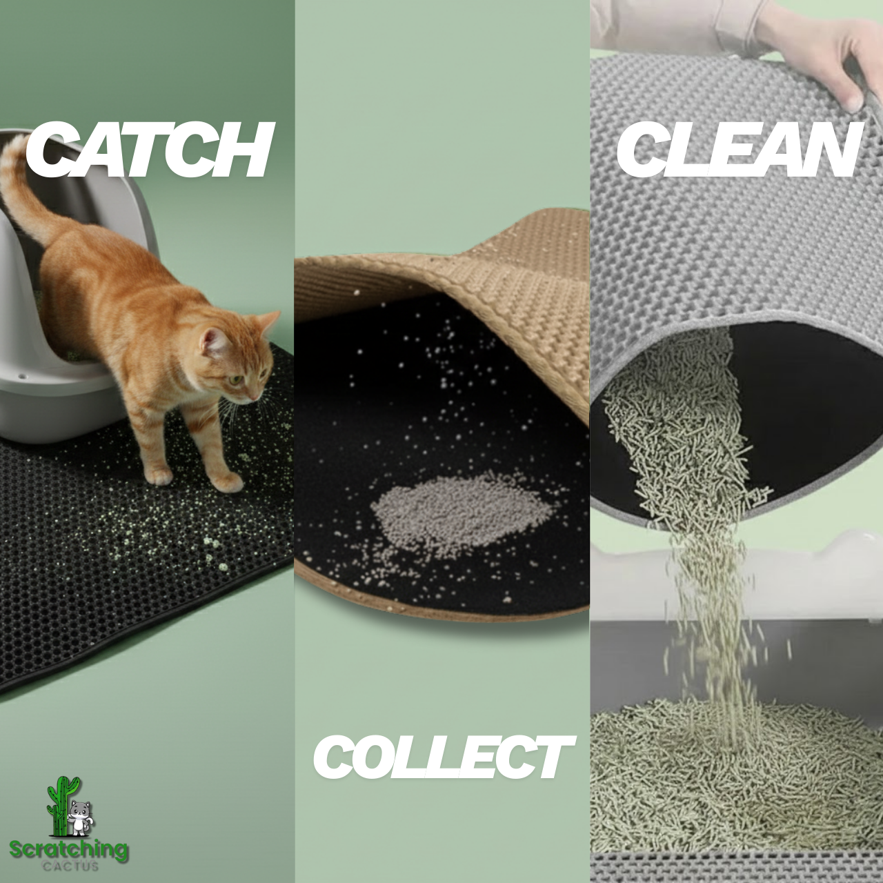 Double-Layer Waterproof Cat Litter Mat with Non-Slip Base