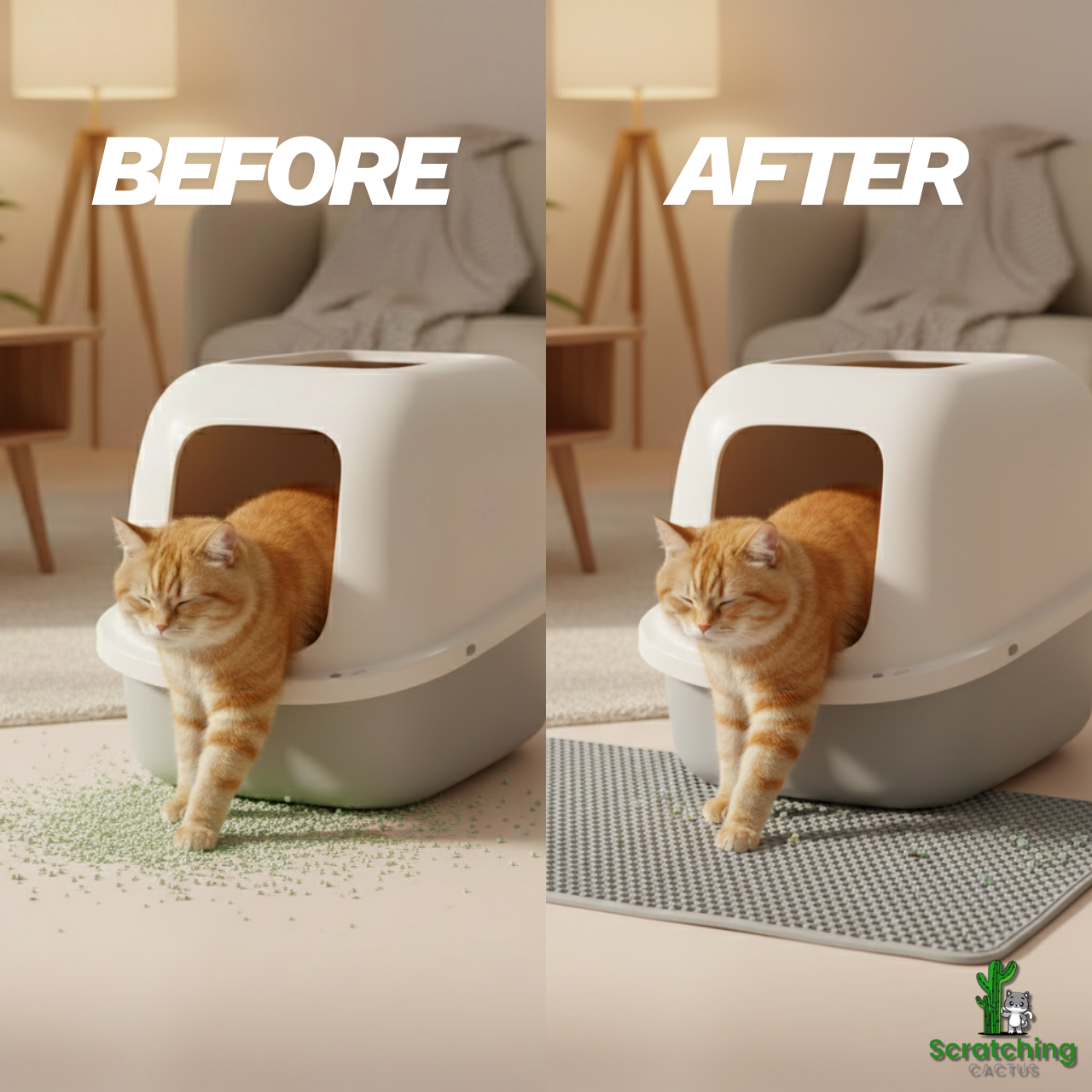 Double-Layer Waterproof Cat Litter Mat with Non-Slip Base