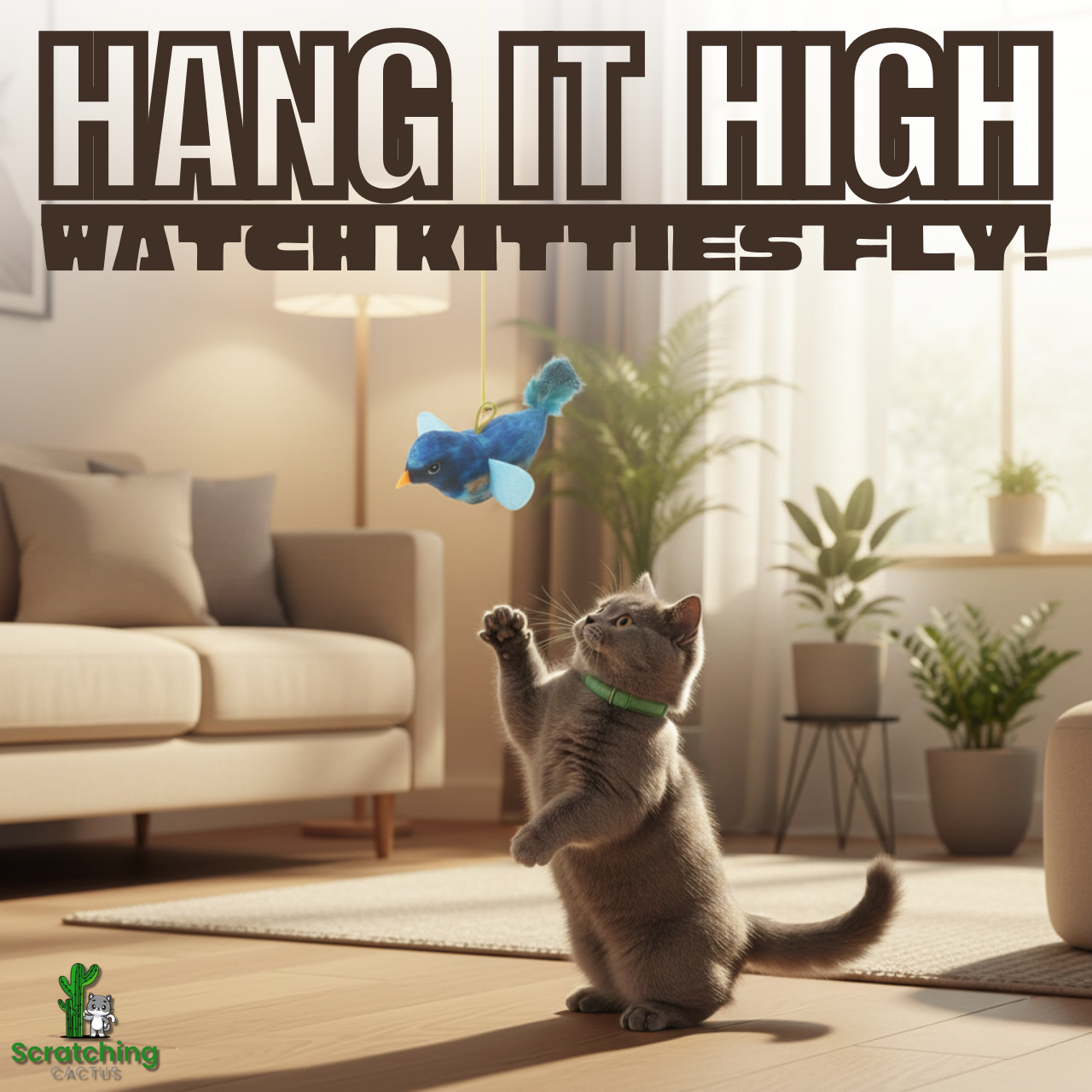 Interactive Indoor Hanging Bird Toy for Cats with Sound & Catnip